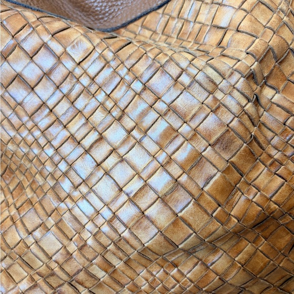 Sundance Woven Boho Soft Leather Weave Brown Shoulder Bag Satchel Purse Itay - Picture 7 of 9